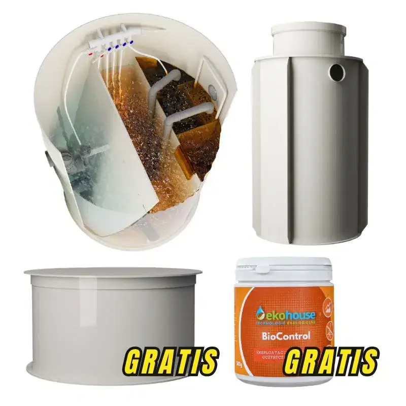 Biologiczna oczyszczalnia ścieków VH6 PREMIUM (wlot 160 mm) + ZBIORNIK 2M3 + SKRZYNKA NA KOMPRESOR - obrazek 2